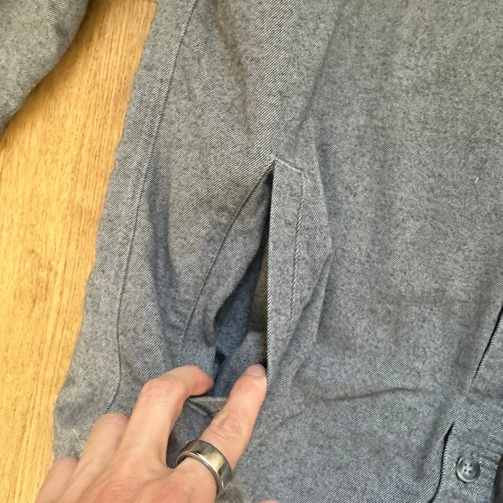 Eddie Bauer Men's Gray Fleece Lined Shirt Jacket Shaket Size Medium
